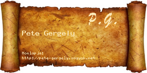Pete Gergely névjegykártya